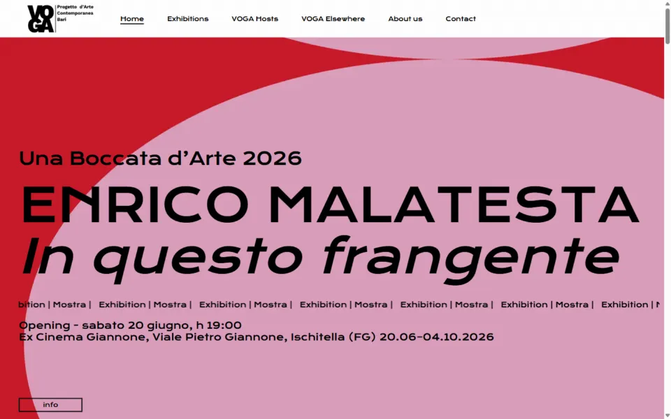 Voga Art Project website, designed and developed by REGICODE